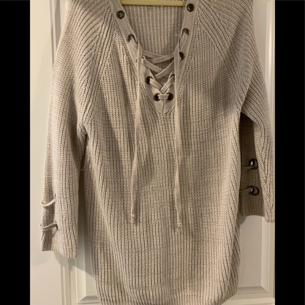 Lace up sweater